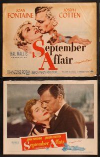 5t507 SEPTEMBER AFFAIR 8 LCs '51 William Dieterle, Joan Fontaine & Joseph Cotten, sexy title card!