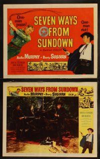 5t508 SEVEN WAYS FROM SUNDOWN 8 LCs '60 cool images of cowboys Audie Murphy & Barry Sullivan!