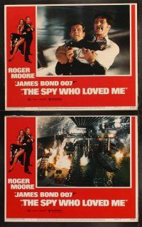 5t538 SPY WHO LOVED ME 8 LCs '77 Roger Moore as James Bond, Richard Kiel as Jaws, Caroline Munro!
