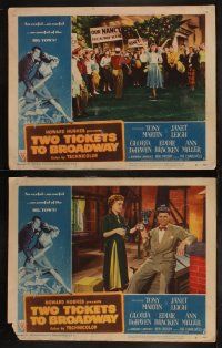 5t591 TWO TICKETS TO BROADWAY 8 LCs '51 Janet Leigh, Tony Martin, Howard Hughes produced musical!