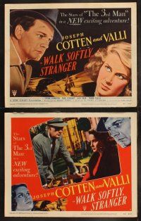 5t620 WALK SOFTLY STRANGER 8 LCs '50 Joseph Cotten & pretty Alida Valli, cool film noir images!