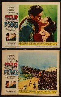 5t695 WAR & PEACE 7 LCs R63 Audrey Hepburn, Henry Fonda & Mel Ferrer, Leo Tolstoy epic!