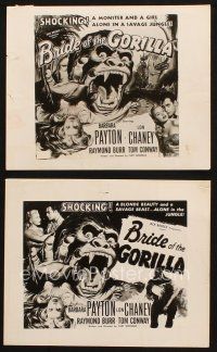 5w916 BRIDE OF THE GORILLA 2 8x10 stills '51 art of Barbara Payton & huge ape, primitive passions!