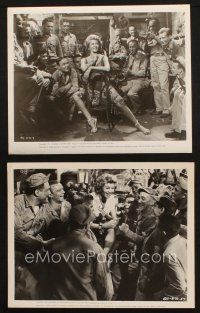 5w964 MISS SADIE THOMPSON 2 8x10 stills '53 sexy Rita Hayworth entertains the troops, w/ Aldo Ray!