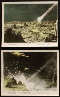 5w158 THIS ISLAND EARTH 3 color 8x10 stills '55 special FX image of meteor crashing into planet!