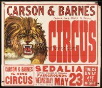 5x275 CARSON & BARNES AMERICA'S ONLY 5 RING CIRCUS circus poster '50s art of lion!