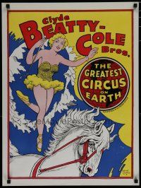 5x276 CLYDE BEATTY - COLE BROS CIRCUS circus poster '60s art of woman on horse through paper hoop!