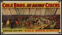 5x277 COLE BROS BIG RAILROAD CIRCUS circus poster '41 cool art of many acts under big top!