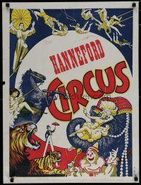 5x283 HANNEFORD CIRCUS circus poster '60s colorful art of many attractions!