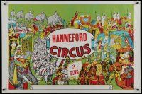 5x282 HANNEFORD CIRCUS circus poster '60s 3-ring, wonderful artwork of many acts!