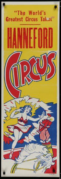 5x284 HANNEFORD CIRCUS circus poster '60s greatest circus talent, art of woman on horse!