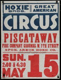 5x294 HOXIE BROS. GREAT AMERICAN CIRCUS circus poster '60s Piscataway New Jersey show!