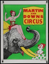 5x295 MARTIN & DOWNS CIRCUS circus poster '70s under the big top, art of girl on elephant!