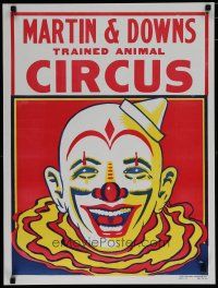 5x298 MARTIN & DOWNS TRAINED ANIMAL CIRCUS circus poster '70s art of giant clown head!