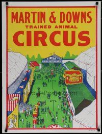 5x297 MARTIN & DOWNS TRAINED ANIMAL CIRCUS circus poster '70s art of midway w/Coca-Cola stand!