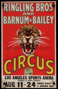 5x299 RINGLING BROS & BARNUM & BAILEY CIRCUS circus poster '60s art of big cat roaring!