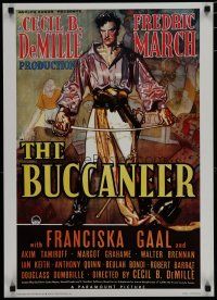 5x691 BUCCANEER commercial poster '70s B. DeMille, Fredric March as Jean Lafitte & Franciska Gaal!