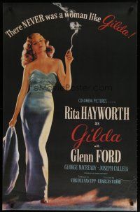 5x726 GILDA Italian commercial poster '80s artwork of sexy Rita Hayworth in sheath dress!