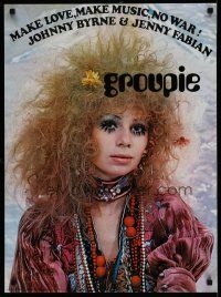 5x733 GROUPIE Dutch commercial poster '69 Jenny Fabian's book, image of girl in wild make-up!