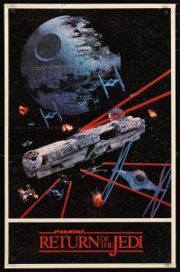 5x779 RETURN OF THE JEDI commercial poster '83 art of Death Star, Millenium Falcon & more!