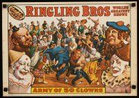 5x784 RINGLING BROS ARMY OF 50 CLOWNS commercial poster '60 great art of wacky circus acts!