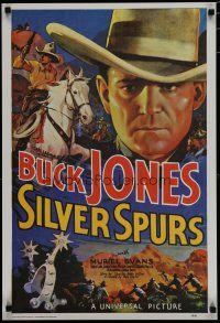 5x790 SILVER SPURS commercial poster '76 cool montage artwork of cowboy Buck Jones!