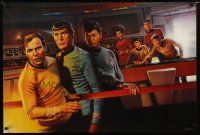 5x796 STAR TREK CREW TV commercial poster '91 art of classic sci-fi cast on bridge!