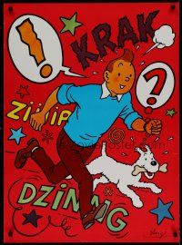 5x818 TINTIN Danish commercial poster '70 Herge's classic character running w/dog!
