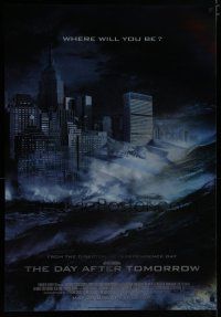 5x001 DAY AFTER TOMORROW lenticular advance 1sh '04 art of Statue of Liberty buried in tidal wave!