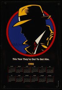 5x138 DICK TRACY calendar '90 art of Warren Beatty as Chester Gould's classic detective!