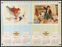 5x139 GENERAL TIRE set of 2 printer's test calendar pages '55 cool Medcalf artwork!