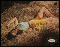 5x168 JANE RUSSELL 2-sided magazine page '40s actress in hay by Hurrell for The Outlaw + hat styles!