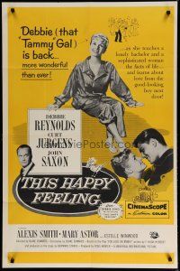5x157 THIS HAPPY FEELING 2-sided promo brochure '58 Debbie Reynolds, Curt Jurgens, John Saxon!