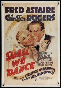 5x843 SHALL WE DANCE REPRODUCTION 1sh '80s wonderful art of Fred Astaire & Ginger Rogers!