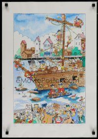 5x246 BOSTON TEA PARTY signed & numbered 18x25 art print '89 by unknown artist!