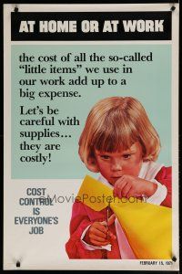 5x344 COST CONTROL IS EVERYONE'S JOB 24x37 motivational poster '71 kid w/scissors!