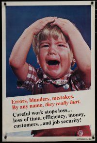 5x349 ERRORS, BLUNDERS, MISTAKES 24x37 motivational poster '69 image of crying child!