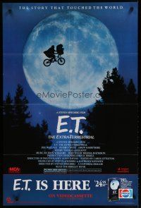 5x628 E.T. THE EXTRA TERRESTRIAL video poster R88 Spielberg, w/best bike over moon image!