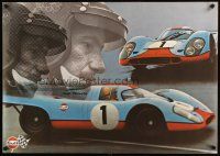 5x205 GULF PORSCHE 917 2-sided 24x33 Swiss advertising poster '70s Jo Siffert & schematic of racer!