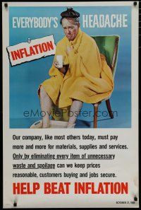 5x355 HELP BEAT INFLATION 24x37 motivational poster '69 sick man in a blanket!