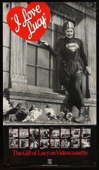 5x638 I LOVE LUCY video poster R89 wacky image of Lucille Ball in peril wearing Superman shirt!