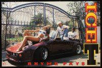 5x315 ICE-T 23x35 music poster '87 Rhyme Pays, image of rapper w/sexy girl on Porsche hood!