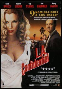 5x643 L.A. CONFIDENTIAL Spanish video poster '97 Kevin Spacey, Russell Crowe, Pearce, Kim Basinger