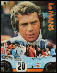 5x530 LE MANS Gulf Oil special 17x22 '71 great close up image of race car driver Steve McQueen!