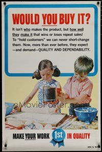 5x359 MAKE YOUR WORK 1ST IN QUALITY 24x37 motivational poster '69 kids making cookies!