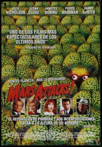 5x645 MARS ATTACKS! Spanish video poster '96 directed by Tim Burton, great image of alien brains!