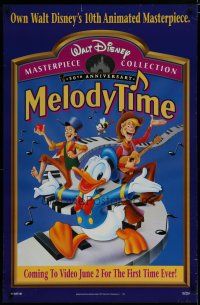 5x646 MELODY TIME video poster R98 Walt Disney, cool cartoon art of Donald Duck!