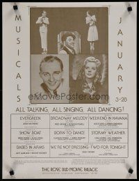 5x546 MUSICALS JANUARY 3-28 local theater 18x23 '70s Bing Crosby, Fred Astaire, Alice Faye & more!