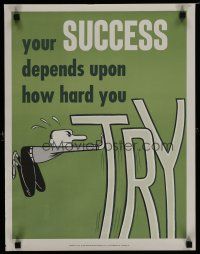 5x373 NATIONAL RESEARCH BUREAU 675 17x22 motivational poster '60s man trying hard for success art!