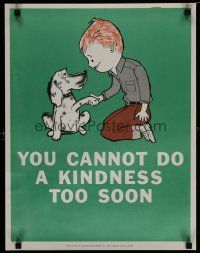 5x375 NATIONAL RESEARCH BUREAU 695 17x22 motivational poster '60s art of boy being kind to dog!
